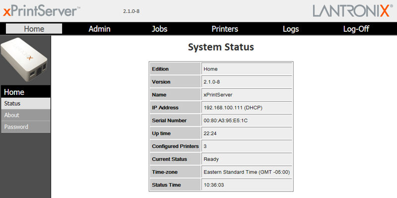 xPrintServer Admin Home Page xPrintServer Admin Home Page
