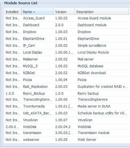 Thecus N7510 module list