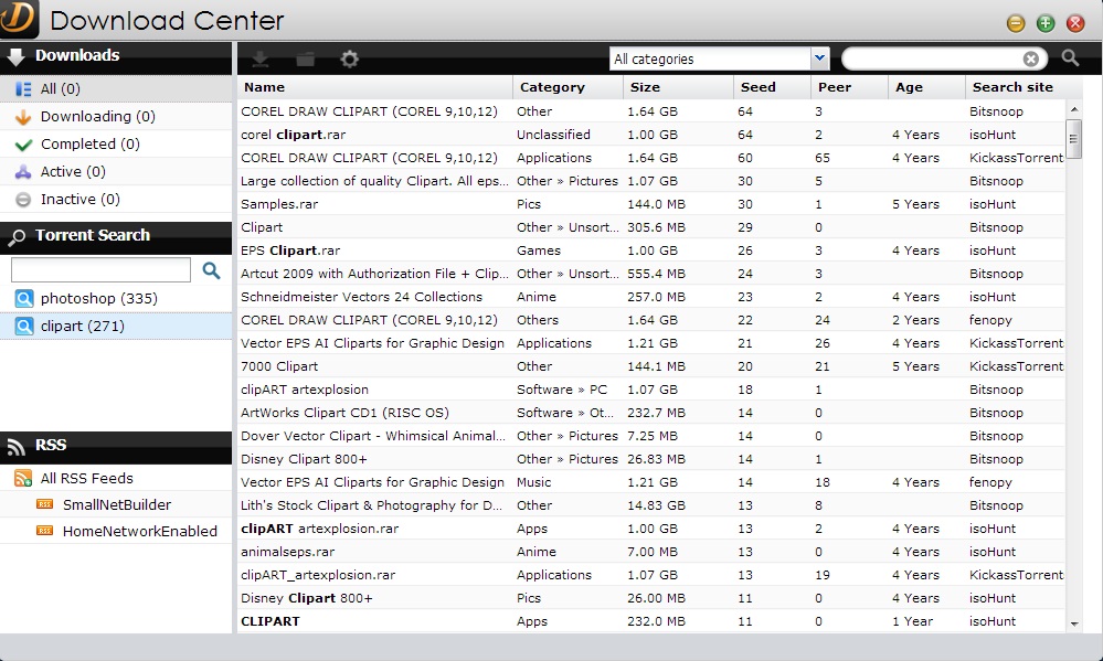 Main Screen of the Download Center Main Screen of the Download Center