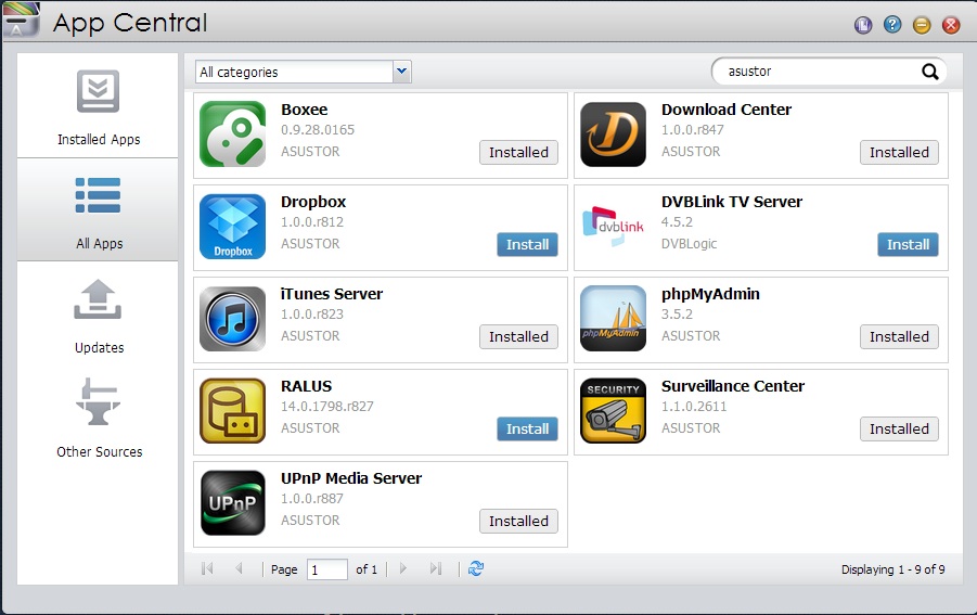 Apps supported by ASUSTOR (except DVBLINK TV Server)