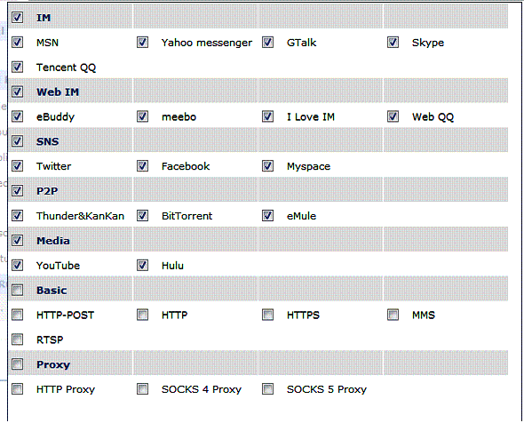 App control traffic types