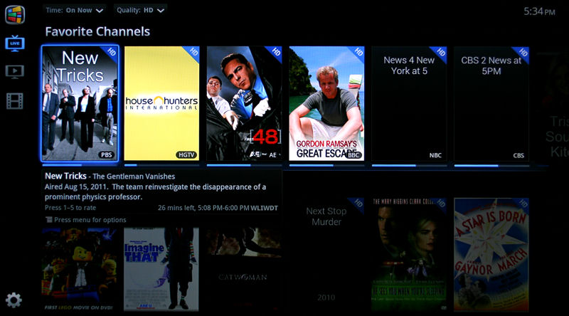 Google TV Primetime Favorite Channels