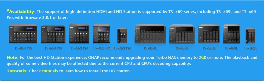QNAP models that support HD Station