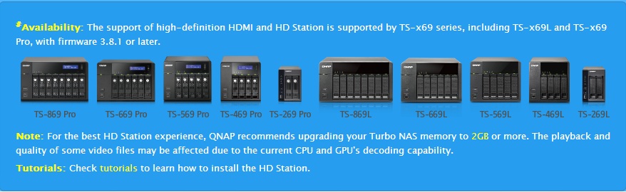 QNAP models that support HD Station QNAP models that support HD Station