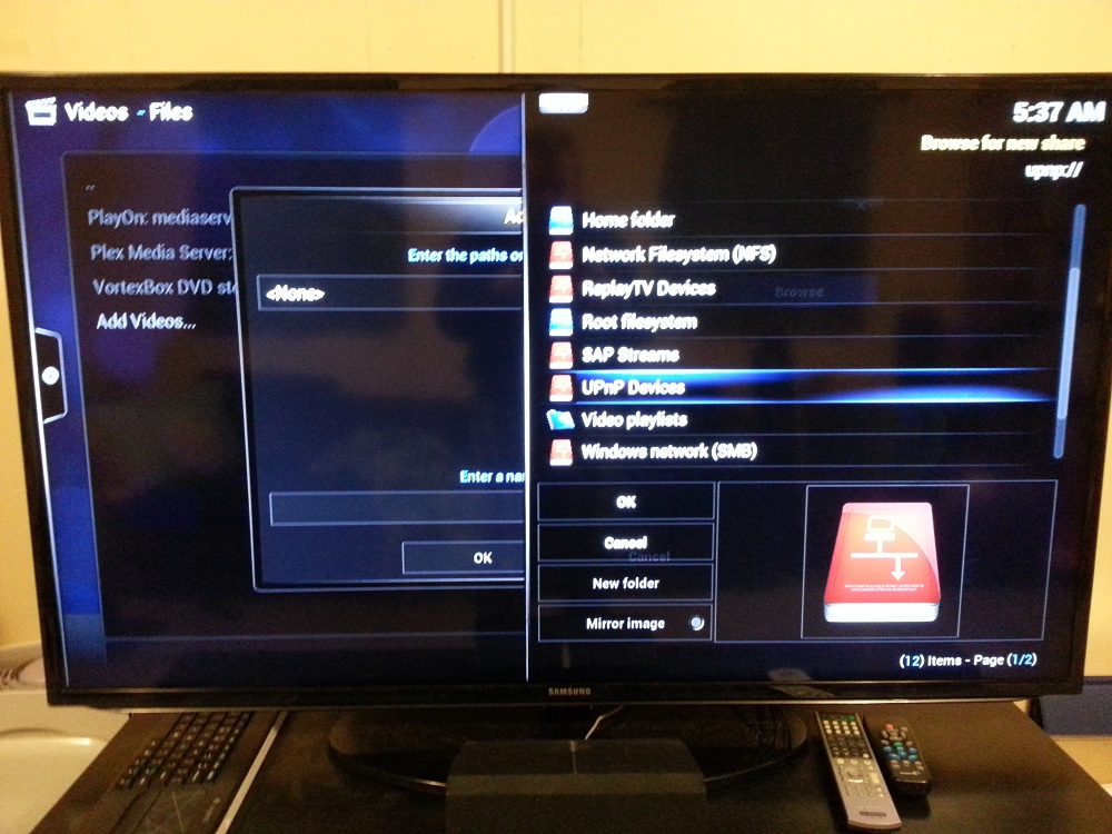 Raspbmc Add Video uPnP option