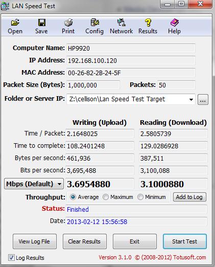 Lan Speed performance connected to the Almond configured as a range extender