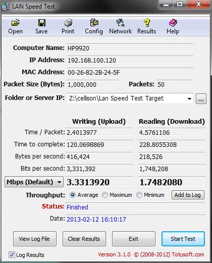 Lan Speed performance connected to the weak AP named Puffin