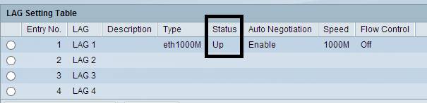 Cisco switch showing active LAG