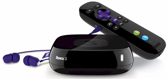 Roku 3 with remote and headphones