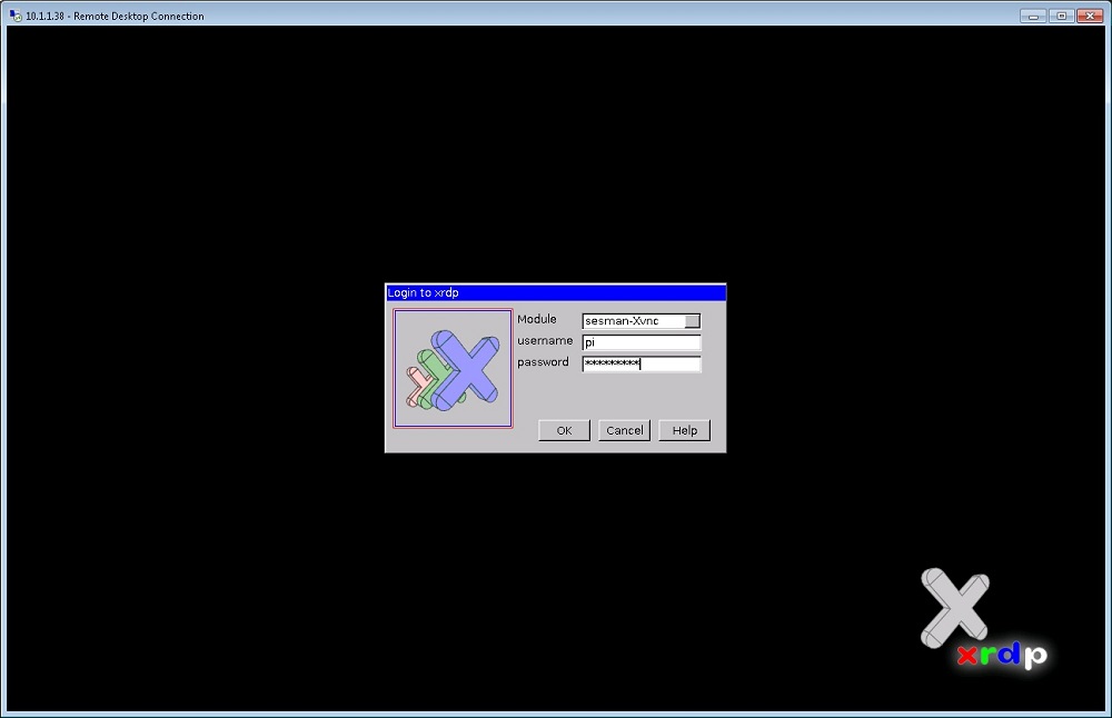 Raspberry Pi xrdp connection screen