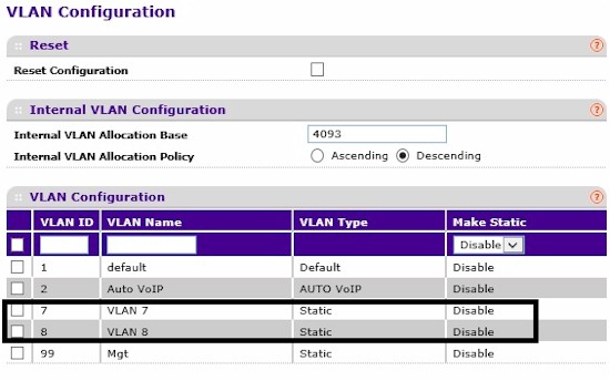 Create VLANs