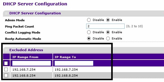 DHCP Exclusions