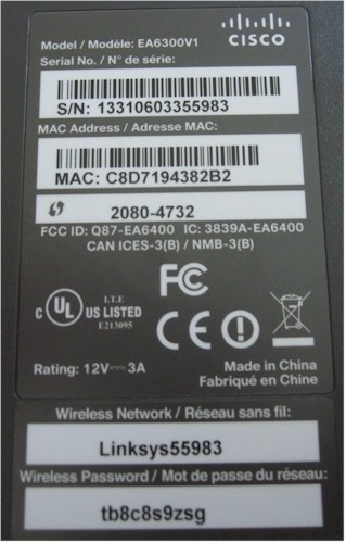 Linksys EA6300 product label