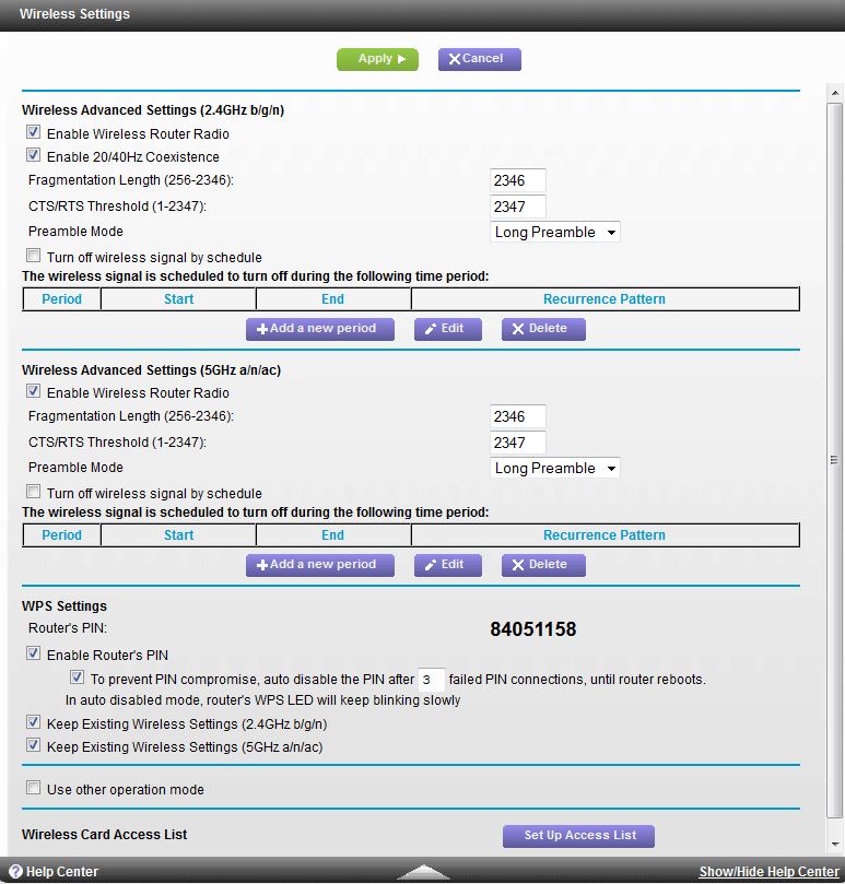  R6250 Advanced Wireless settings