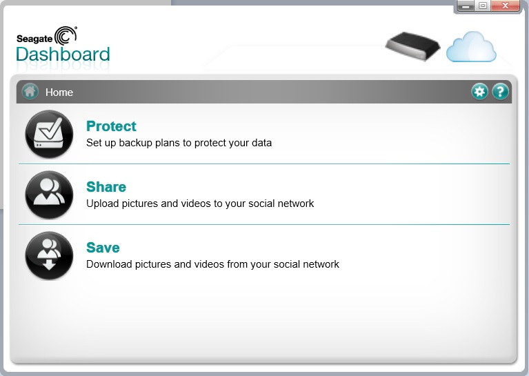 Seagate Dashboard Entry Page