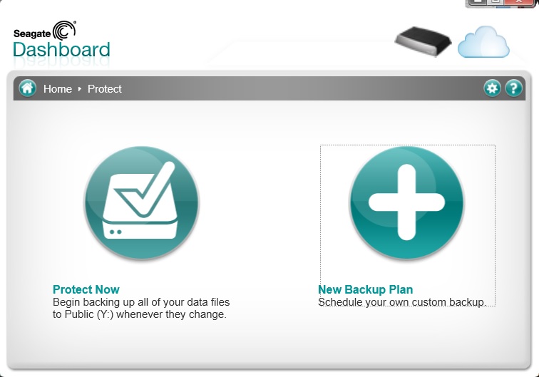 Seagate Dashboard Protect Options
