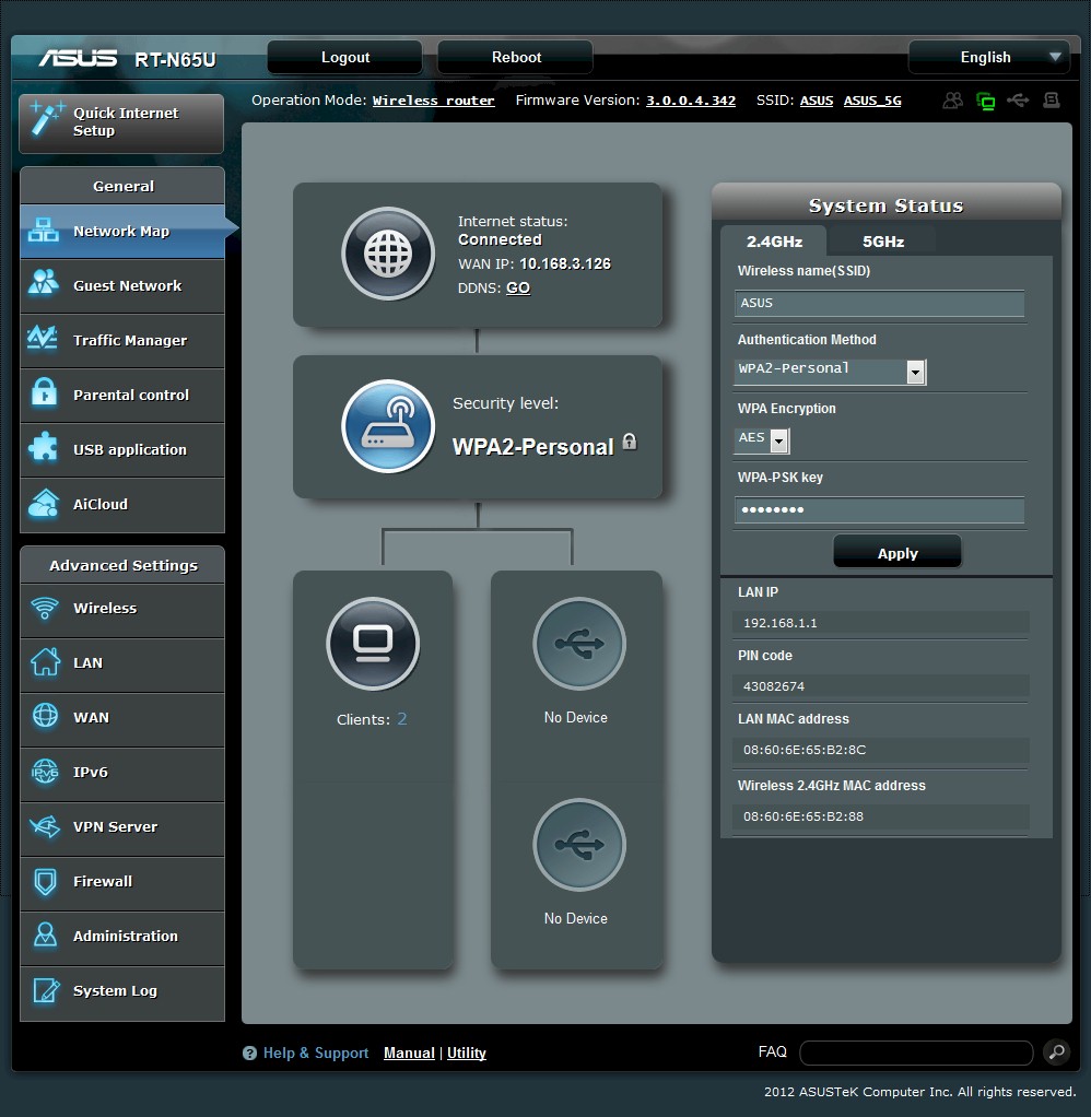 ASUS RT-N65U network map