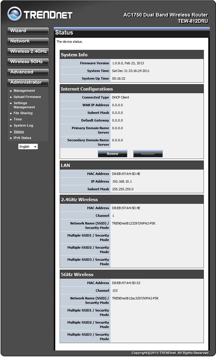 TRENDnet TEW-812DRU Wizard page TRENDnet TEW-812DRU Wizard page