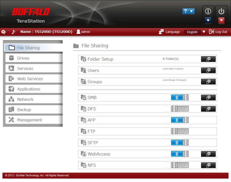 Terastation advanced admin landing page