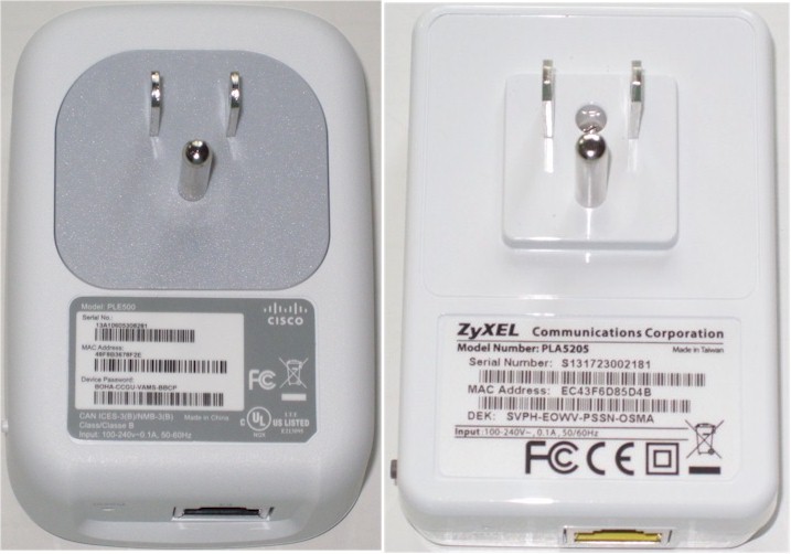 Linksys PLE500 / ZyXEL PLA5205 plug side