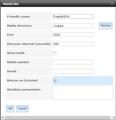 DLNA server configuration