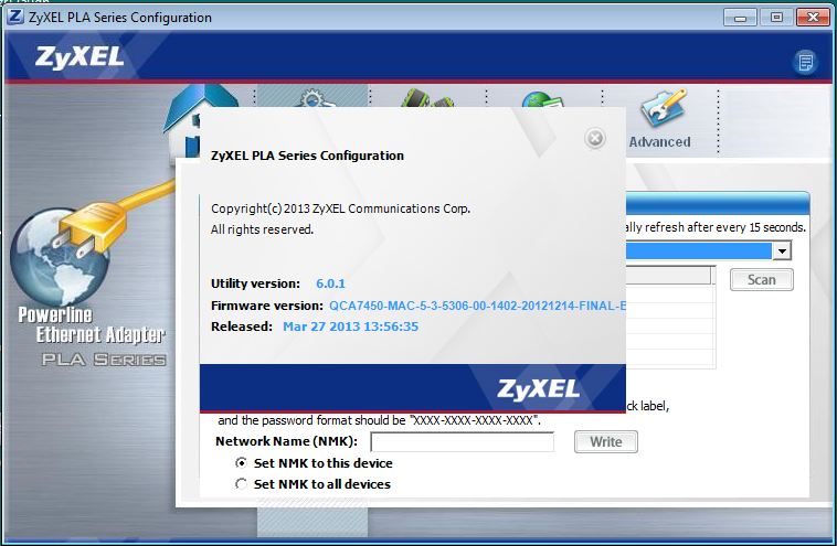 ZyXEL PLA5205 Firmware version