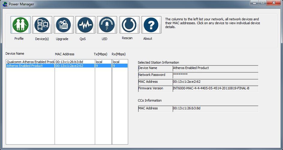 PlugLink Utility showing PoE MAC firmware