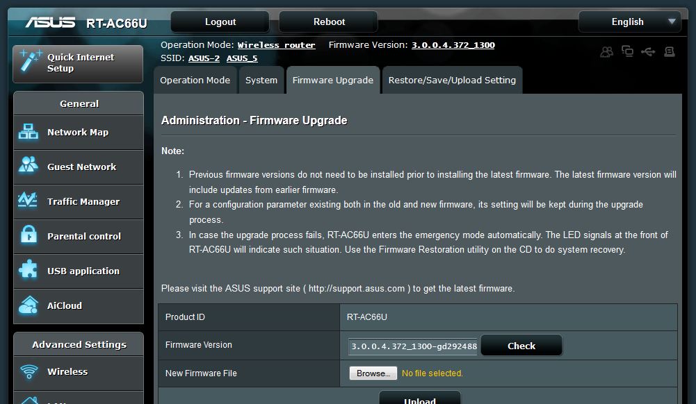 Typical ASUS RT-AC66U performance comparison