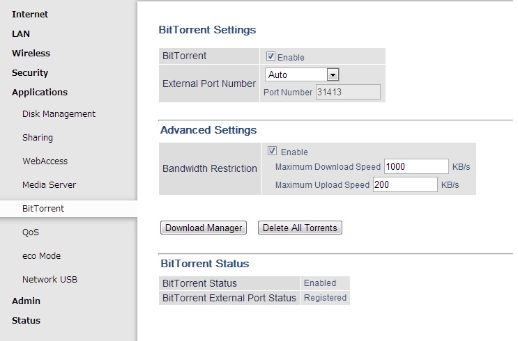 BitTorrent Settings