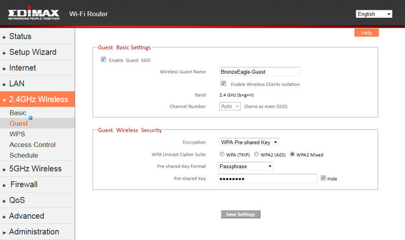 Wireless Guest Settings