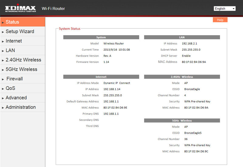 Edimax BR-6478AC Landing Page