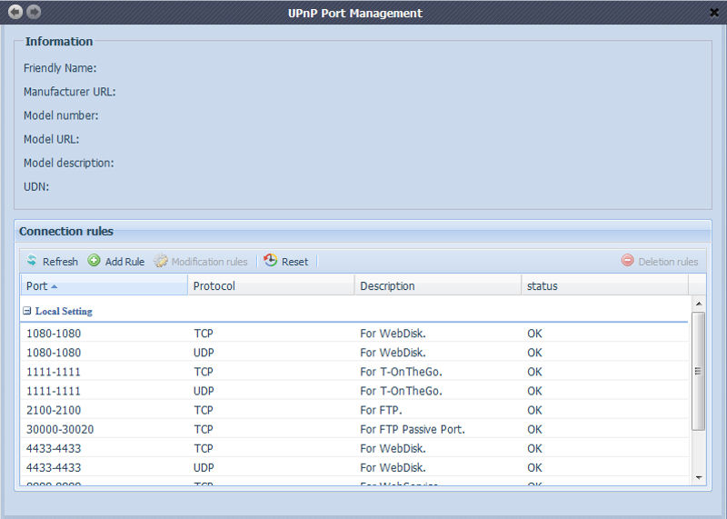Thecus OS6 UPnP Port Management