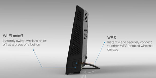ASUS RT-AC56U profile showing Wi-Fi on/off and WPS buttons