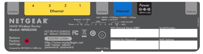 NETGEAR WNR2500 bottom label