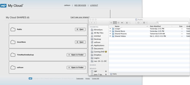 WD My Cloud Browser based access opens shares in the Mac finder