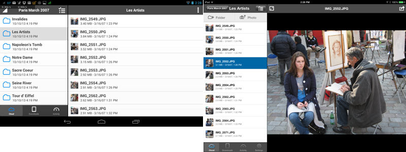 My Cloud photo viewer on Nexus 7 (left) and iPad (right)