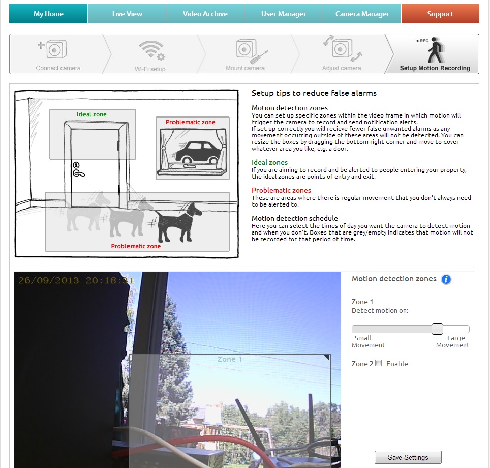 Y-Cam Motion Detection setup