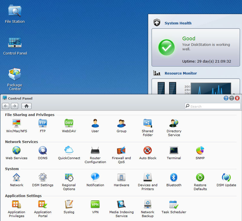 Synology DSM 4.3 control panel