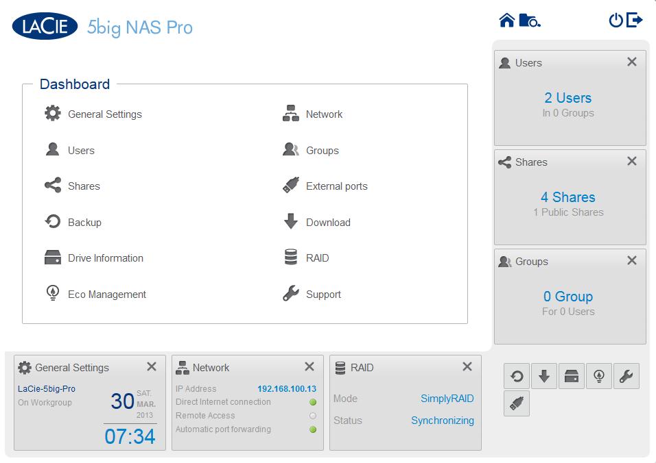 LaCie 5big Pro Dashboard