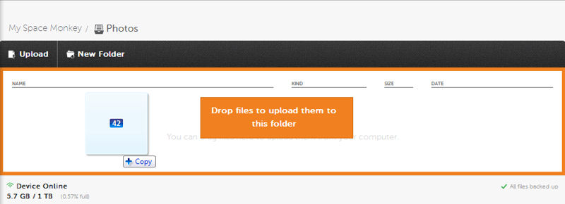 Space Monkey Web UI for drag and drop file uploads Space Monkey Web UI for drag and drop file uploads
