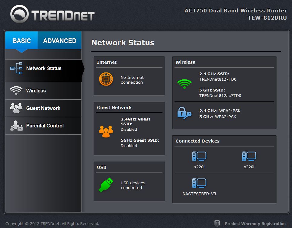 TRENDnet TEW-812DRUV2 Status