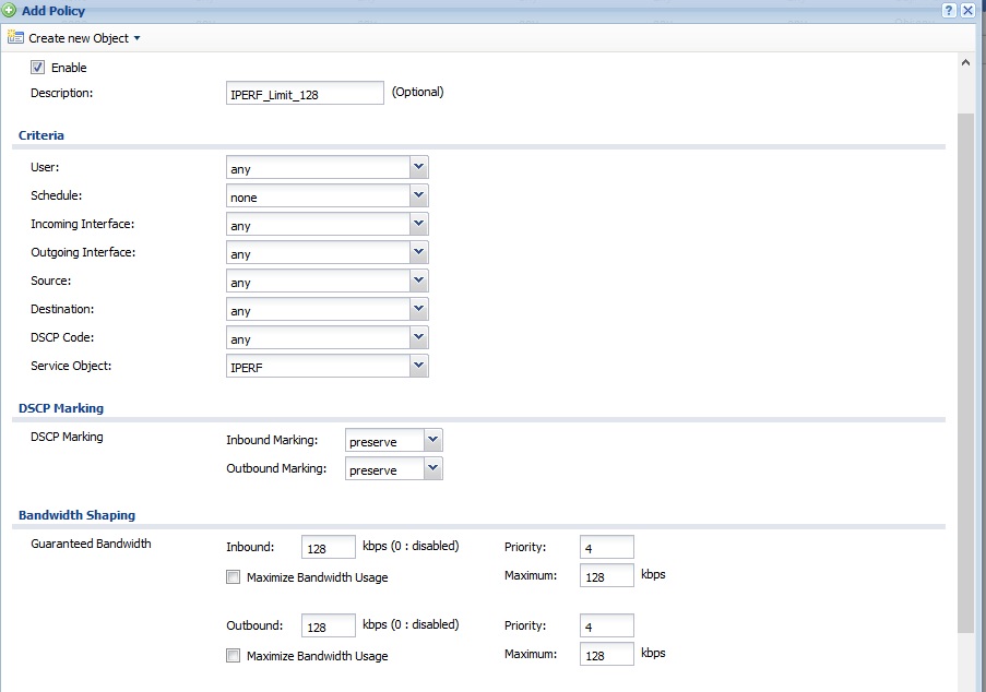 Iperf Policy