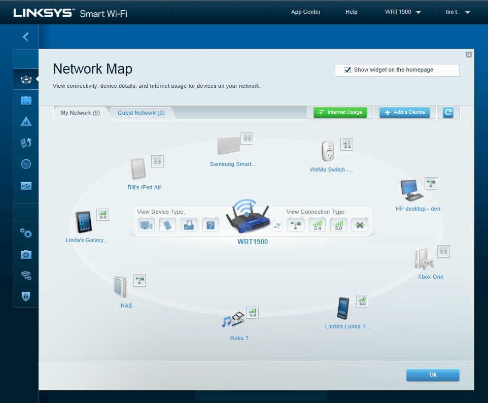 Linksys Smart Wi-Fi Network Map