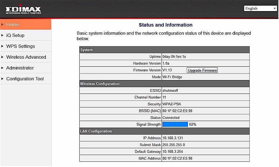 Edimax Setup Wizard start