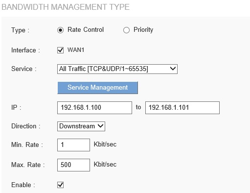 Bandwidth Rate Control