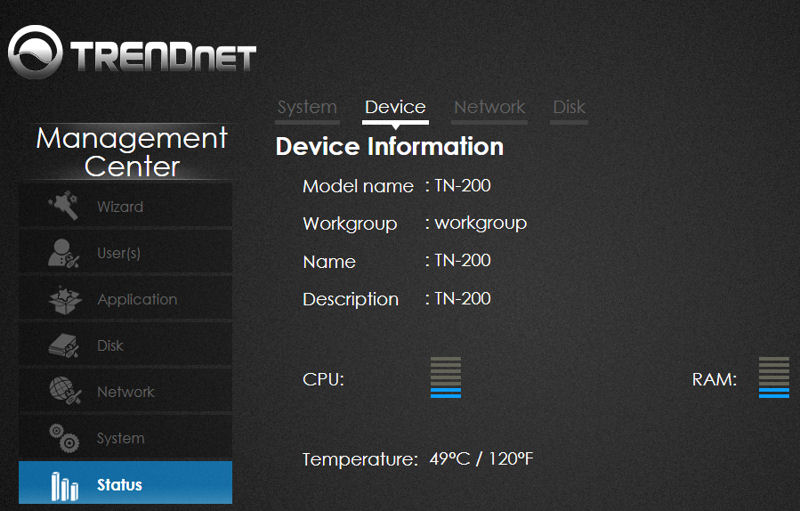 TRENDnet TN-200 Status