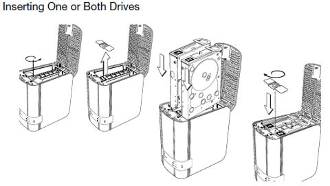 WD My Cloud EX2 drive insertion