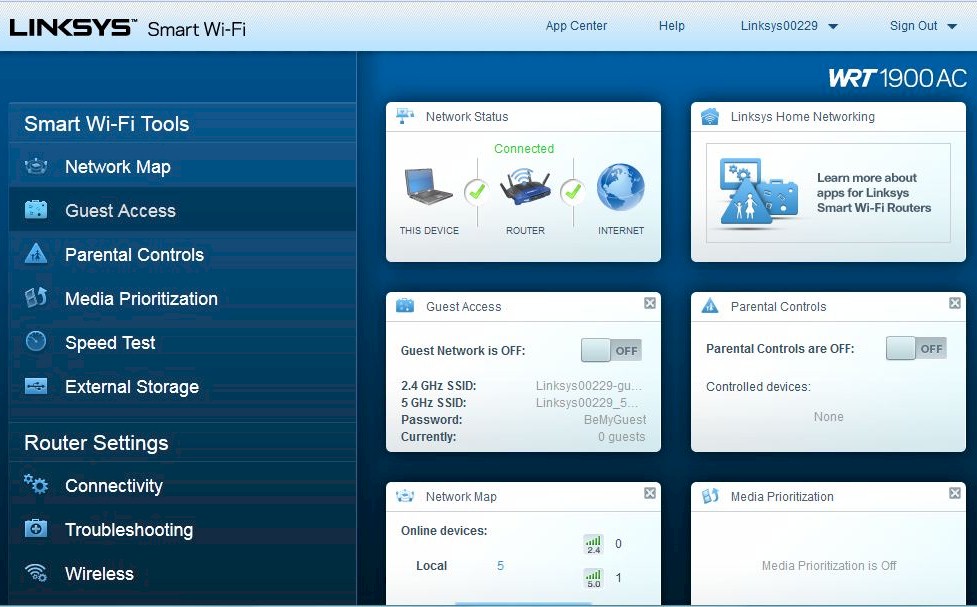 WRT1900AC Dashboard