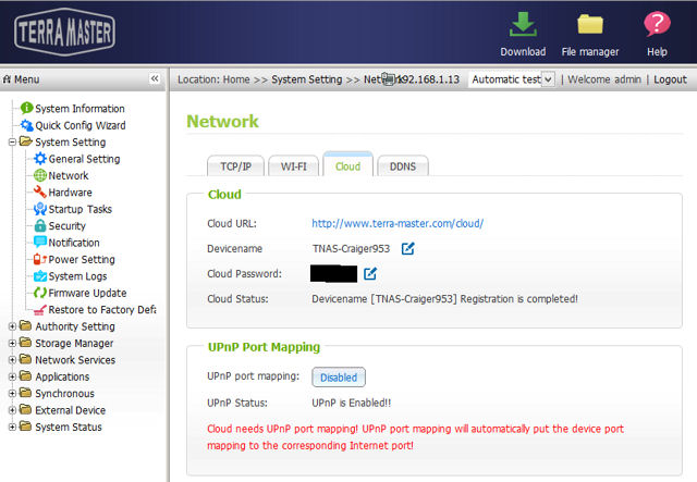 TerraMaster F2-NAS 2 cloud setup