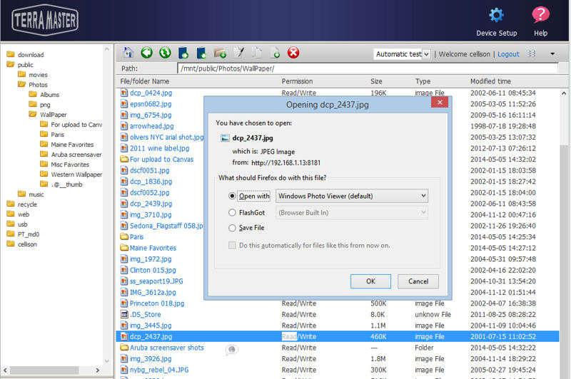 TerraMaster F2-NAS 2 Web File Explorer